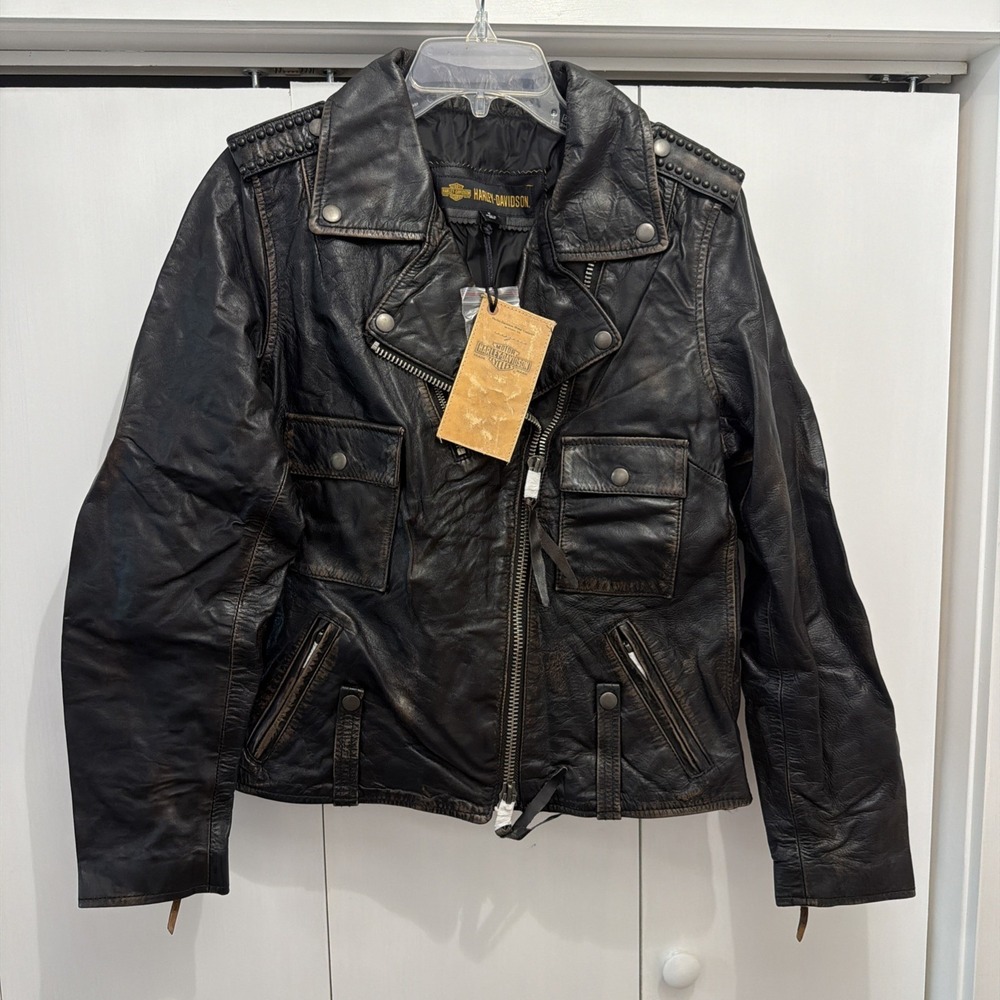 NEW Harley Davidson EAGLE‎ Wild Distressed Leather Jacket, 98017-18VW Women Sz M